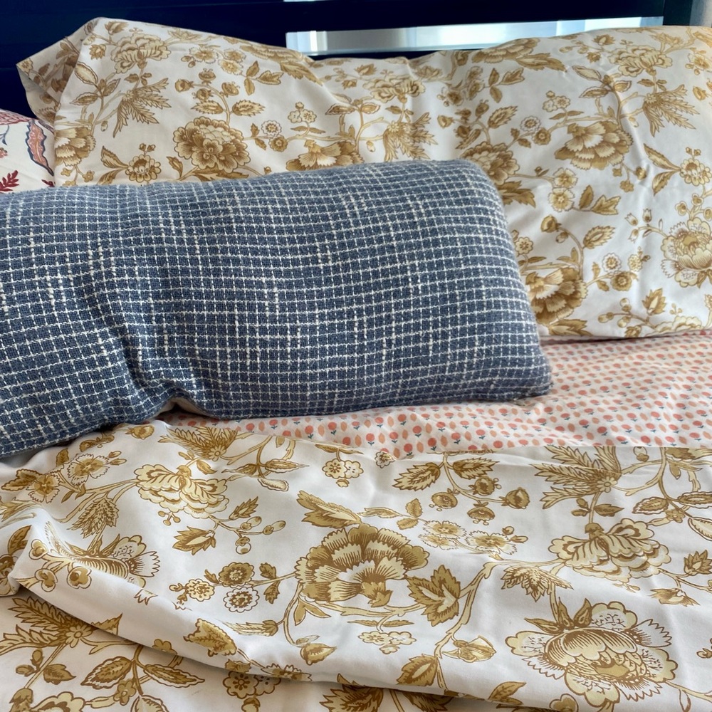 Garnet Hill King Marguerite Sateen Duvet Cover and pillow cases